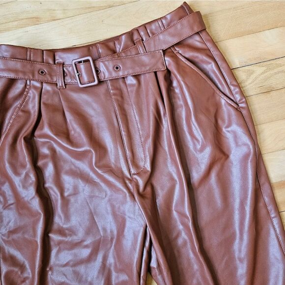 Abercrombie and Fitch Brown Pleather Pants - Picture 3 of 9